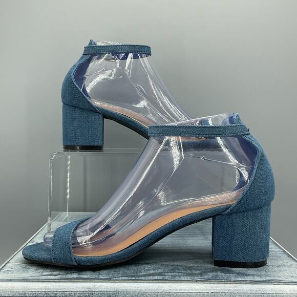 Charles Albert Women’s Block heel Denim Sandals Blue Size 7 - Picture 2 of 10